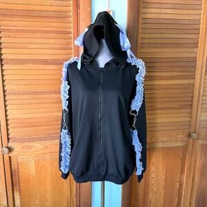 ACDC Rag Lolita EGL Goth Punk Emo Yami Kawaii Ground Mine Zip Ruffle Hoodie